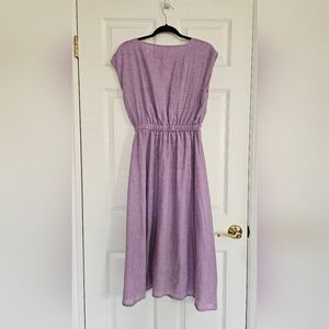 Lilac Linen Cap-Sleeve Dress